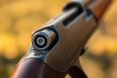 Detailed shot of a 32WIN rifle chamber with the .32 Winchester Special cartridge, emphasizing historical craftsmanship and firearm accuracy.