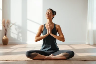 Tecniche mente corpo: praticante in meditazione che evidenzia la connessione tra mente e corpo in un ambiente tranquillo, favorendo il rilassamento e il benessere.