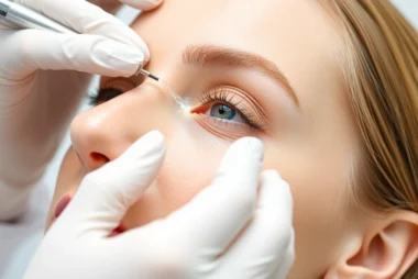 Botox Behandlung in progress, showcasing a cosmetologist applying injections to smooth wrinkles.