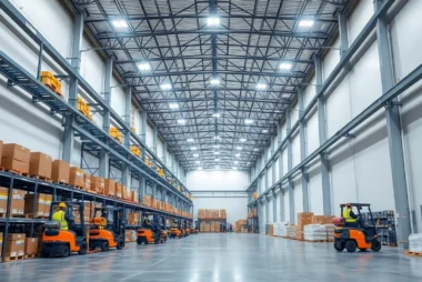 Moderne Industriehalle mit LED-Beleuchtung