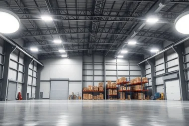 Moderne LED-Beleuchtung in einer Industriehalle