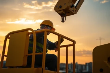 Efficient boom lift rental service showcasing versatile access solutions for various construction tasks, emphasizing safety and reliability.