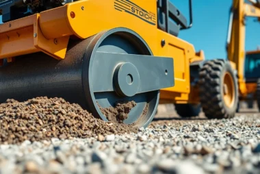 Efficient compactors rental with a modern plate compactor compacting soil on a construction site for durable foundations.