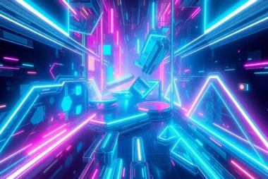 High-quality AI image generator no restrictions producing vibrant digital art with glowing neon and futuristic elements.