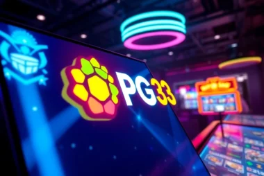 PG333 slot game platform with colorful reels and glowing interface, inviting players to win big online.