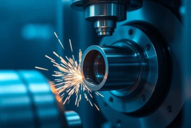 Toczenie CNC process showcasing a high-precision metal turning operation with detailed