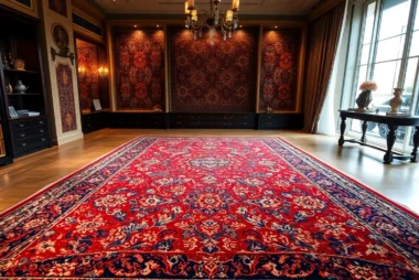 Premium Tappeto persiano Milano being displayed in a luxury showroom, showcasing craftsmanship