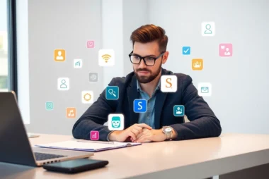 Professional freelancer using a freelance job platform on a laptop, highlighting online work