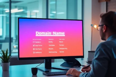 Person brainstorming with a laptop showing good domain name ideas, symbolizing online branding