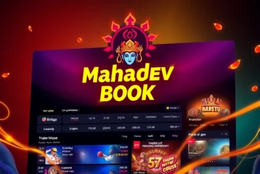 Mahadev book betting platform logo showing sports and casino icons in a dynamic action pose,