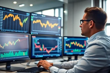 Best Stock Trading News Financial analyst analyzing stock charts and market data in a modern