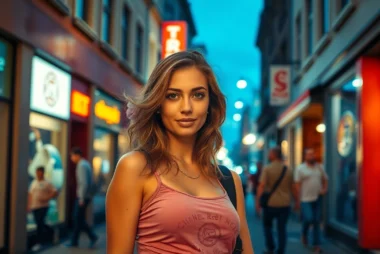 Authentic scene of a woman involved in porno rychle prachy on busy city street, showing candid